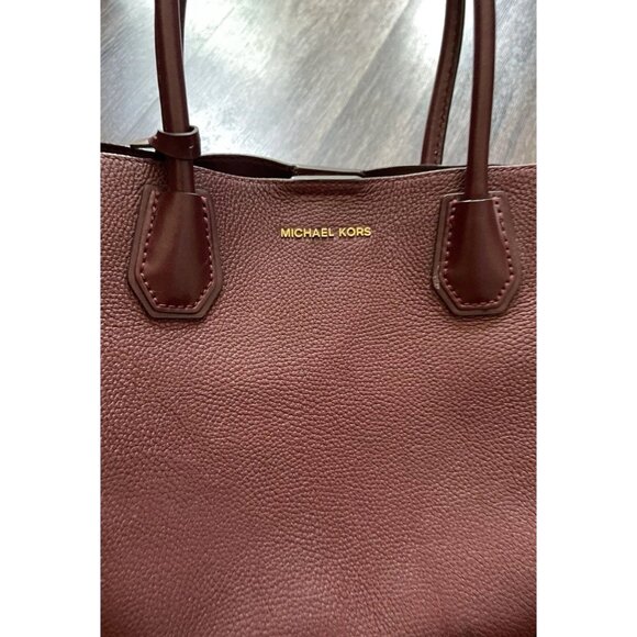 Vintage MICHAEL KORS Mercer Gallery Burgundy Oxyblood Leather Zip Tote Bag - Picture 2 of 16